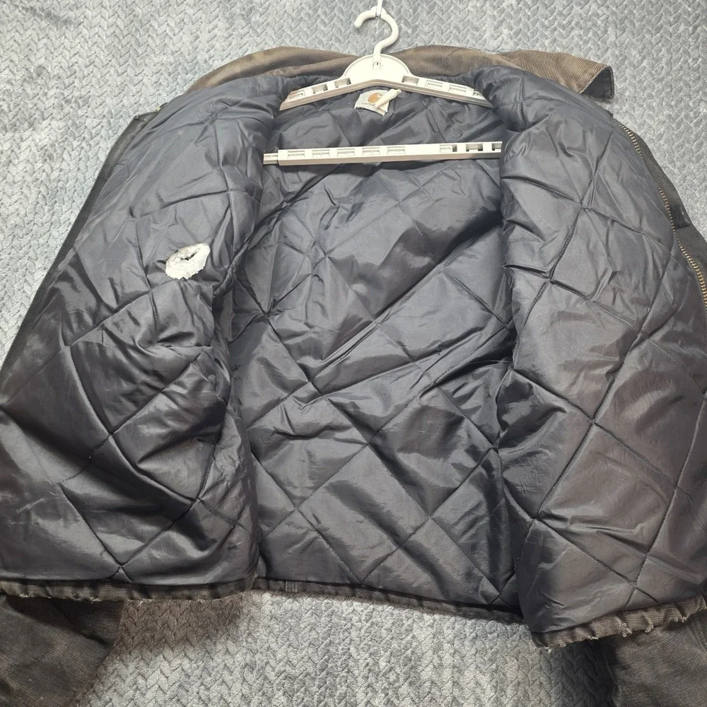 Carhartt Arctic Jacket Men's XXL Black Distressed Duck Canvas Faded Workwear VTG
